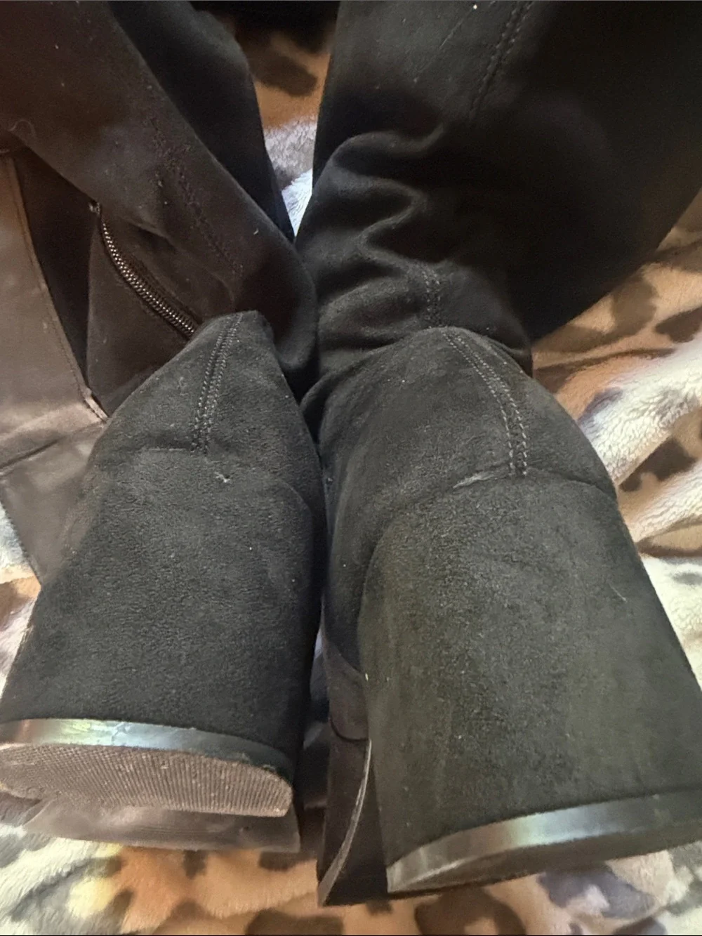 Torrid Black Stretch Knee High Block Heel Boots Size 9WW